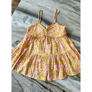 American Eagle  Floral Smocked‎ Tiered Babydoll Cami Boho Top XS